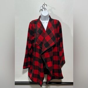 Bluivy Red and Black Plaid Open Front Cardigan‎ Women’s Size S/M New With Tags